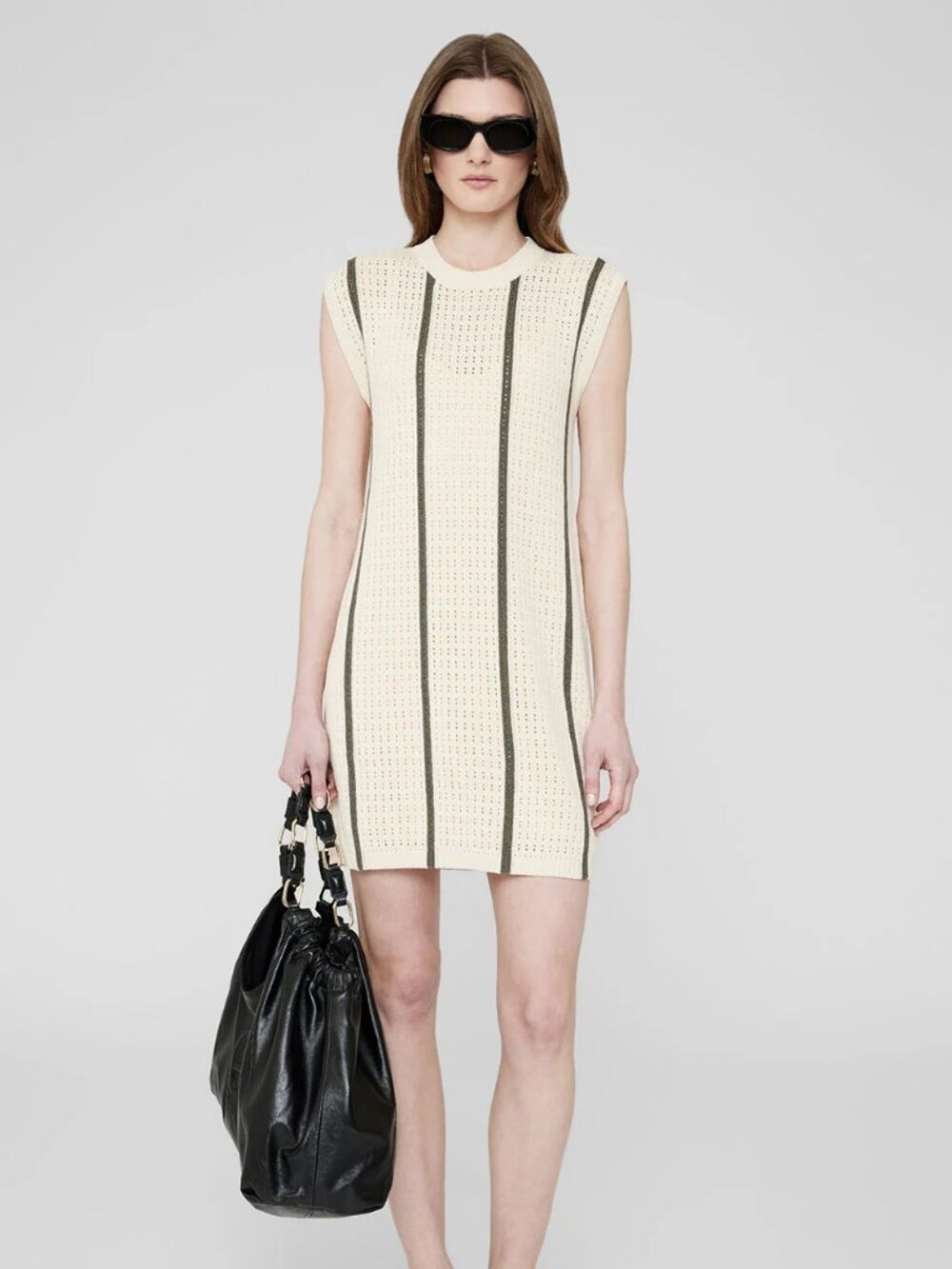 Anine Bing Lanie Dress (Black and White Stripes)